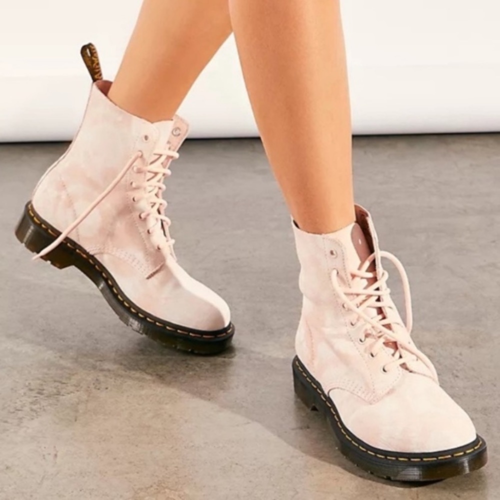 NWT Dr. Martens 1460 Pascal Shell Pink White Tie Dye Printed Suede Women's 6